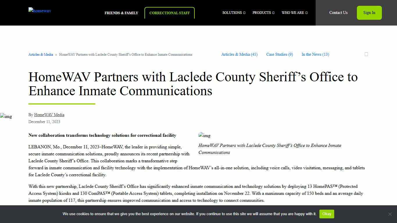 HomeWAV Partners with Laclede County Sheriff's Office to Enhance Inmate Communications - HomeWAV